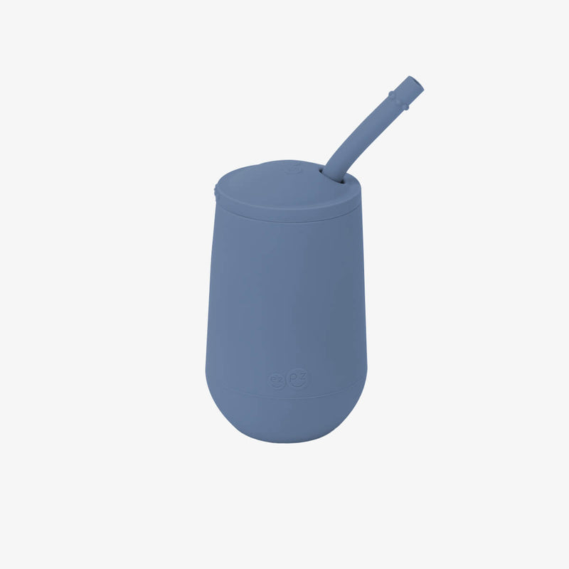 Happy Cup and Straw in Indigo/ Silicone Cup with Lid and Straw for Toddlers by ezpz #color_indigo / Happy Cup + Straw System for Toddlers – Sip Smart, Grow Strong by ezpz
