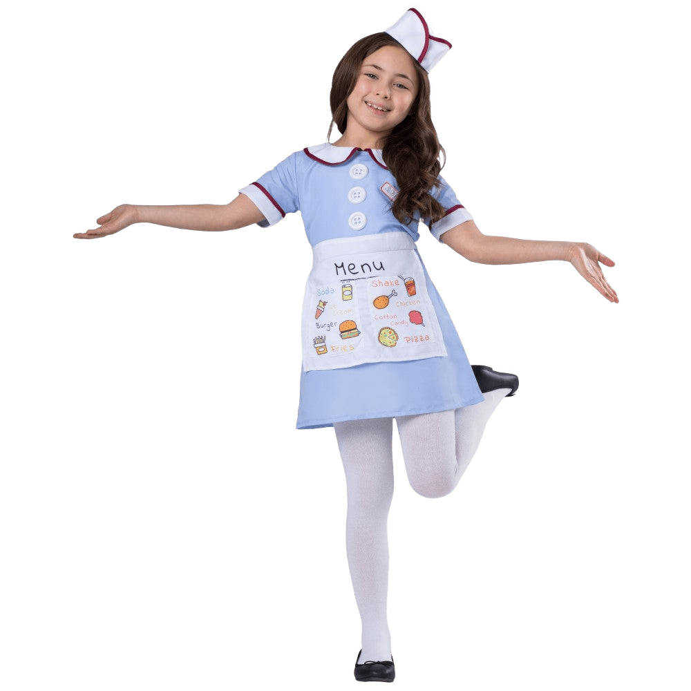 Kids Diner Waitress Costume Pretend Play Dress Up America
