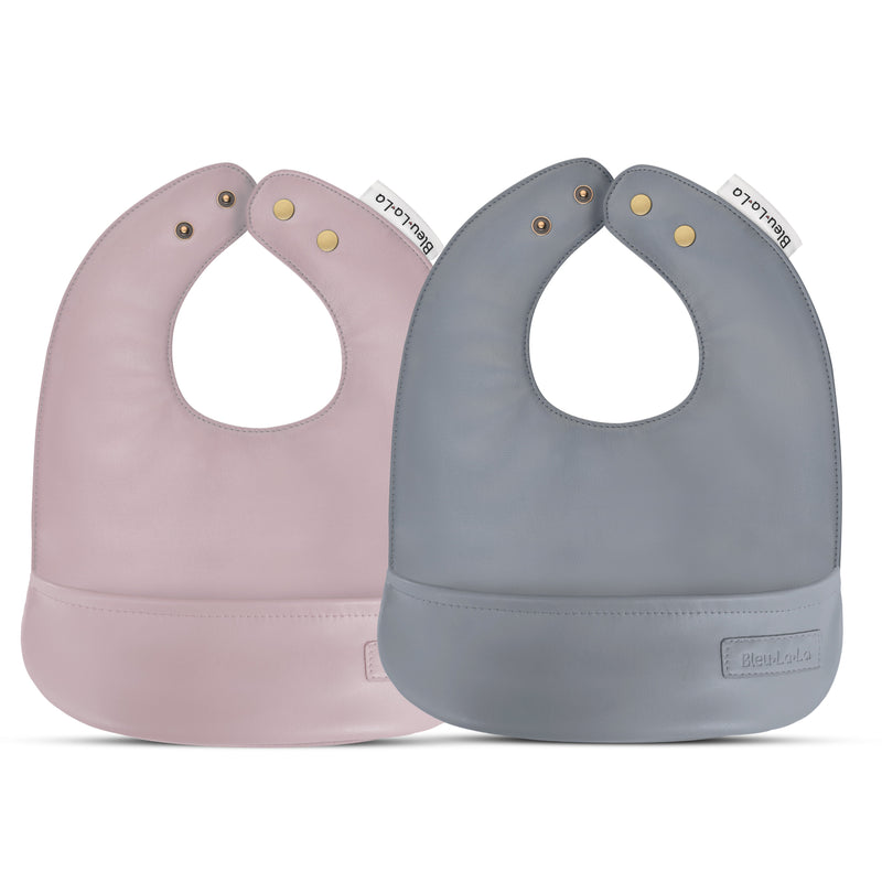 Vegan Leather Bib Set (0–12 Months) – Easy Clean, Ultra Soft by Bleu La La