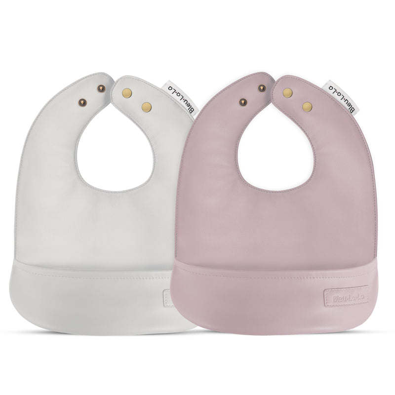 Vegan Leather Bib Set (0–12 Months) – Easy Clean, Ultra Soft by Bleu La La