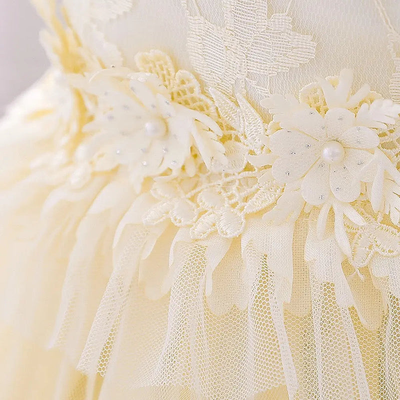 Newborn Baby Girl Birthday Baptism Dress One Shoulder Puff Sleeves Princess Dress, MyKids-USA®, Baby & Toddler Dresses, MyKids-USA - - - - - - -
