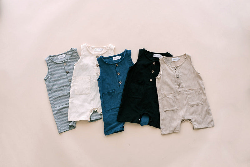 Oatmeal Linen Baby Romper – Breathable & Non-Toxic by Babe Basics