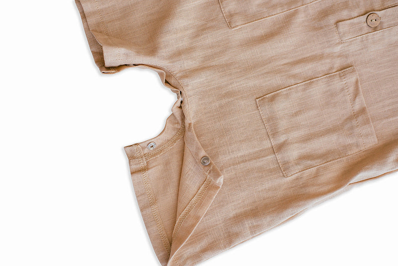Oatmeal Linen Baby Romper – Breathable & Non-Toxic by Babe Basics