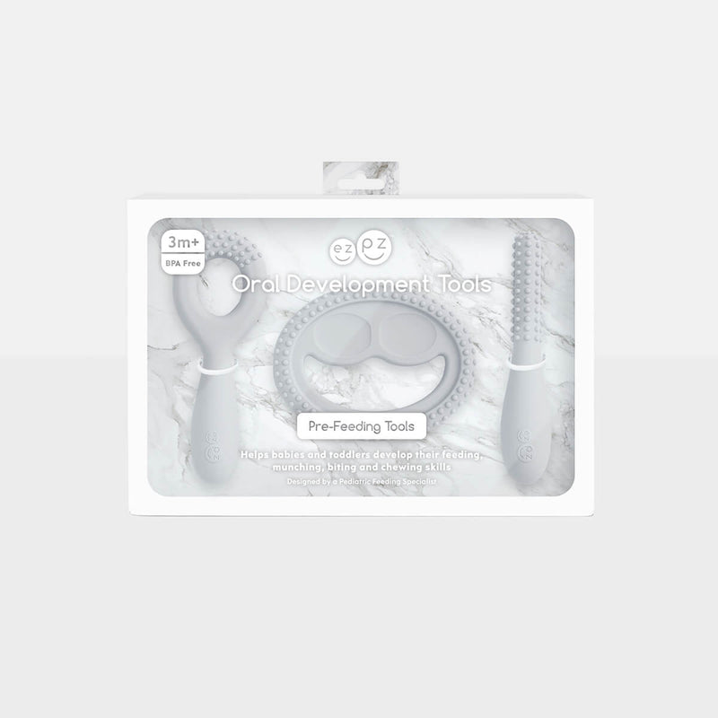 ezpz oral development tools in pewter light gray / silicone teethers for motor skill development #color_pewter / Oral Development Tools – Build Strong Bites & Bright Smiles by ezpz