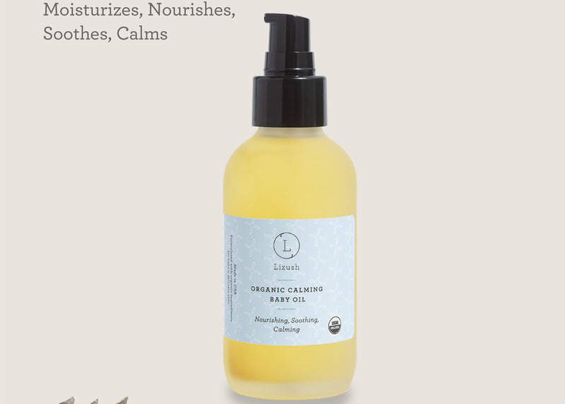 Organic Calming Baby Oil – Lavender & Chamomile by Lizush