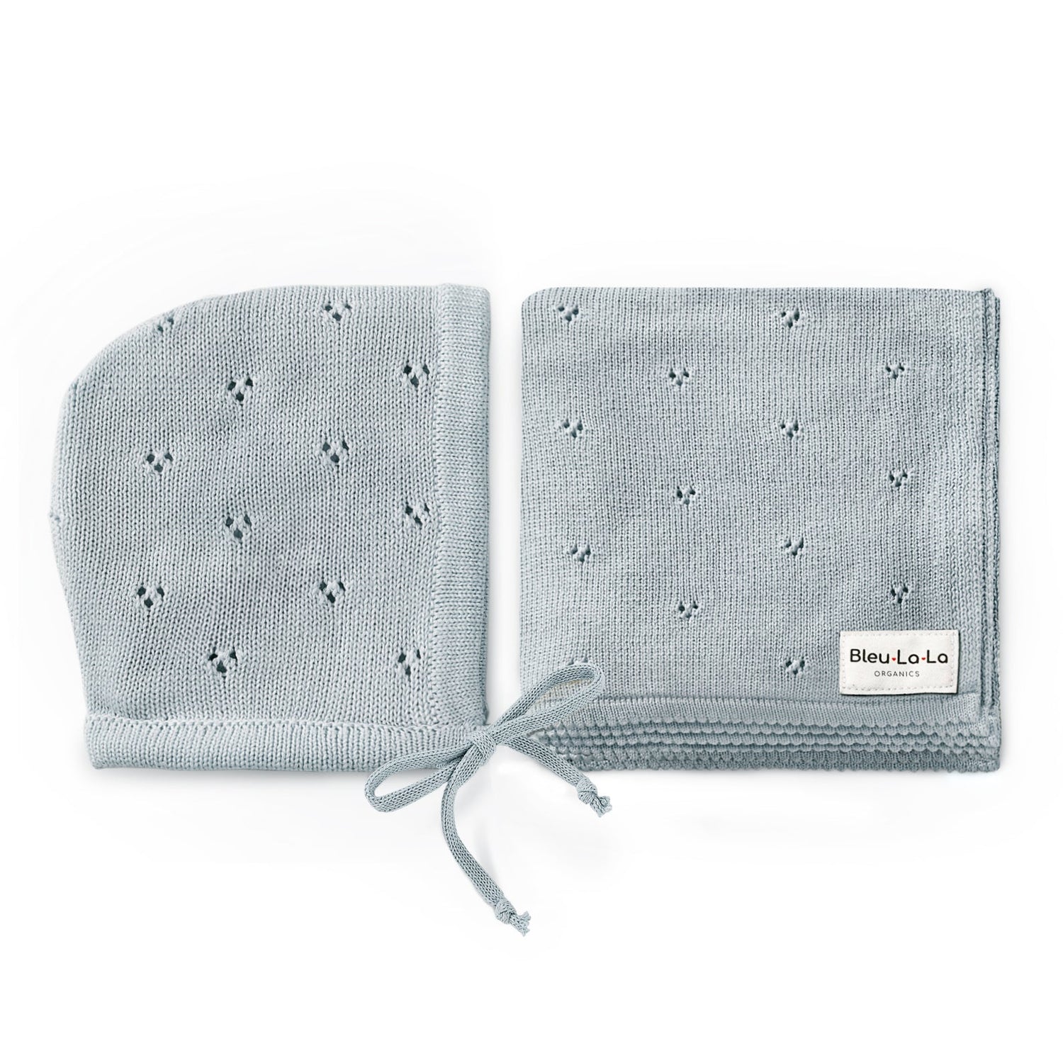 Organic Pointelle Baby Blanket + Hat Set – Soft & Breathable by Bleu La La