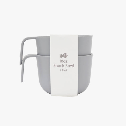 Snack Bowl in Pewter / ezpz Basics Line / Bowl with Handle and Lid for Kids #color_pewter
