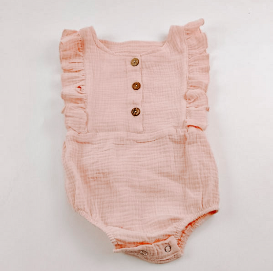 Pink Linen Baby Romper – Breezy Summer Style by Babe Basics