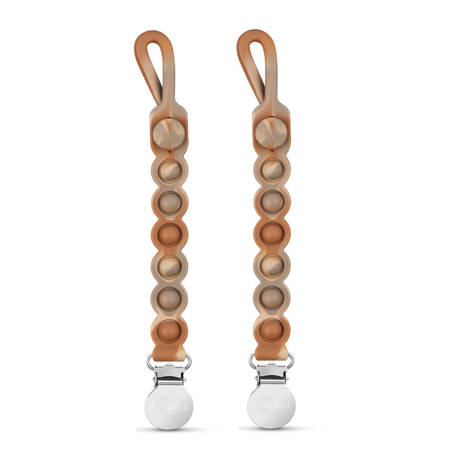 Pop Pacifier Clips – 2-Pack Sensory Teether by Bleu La La