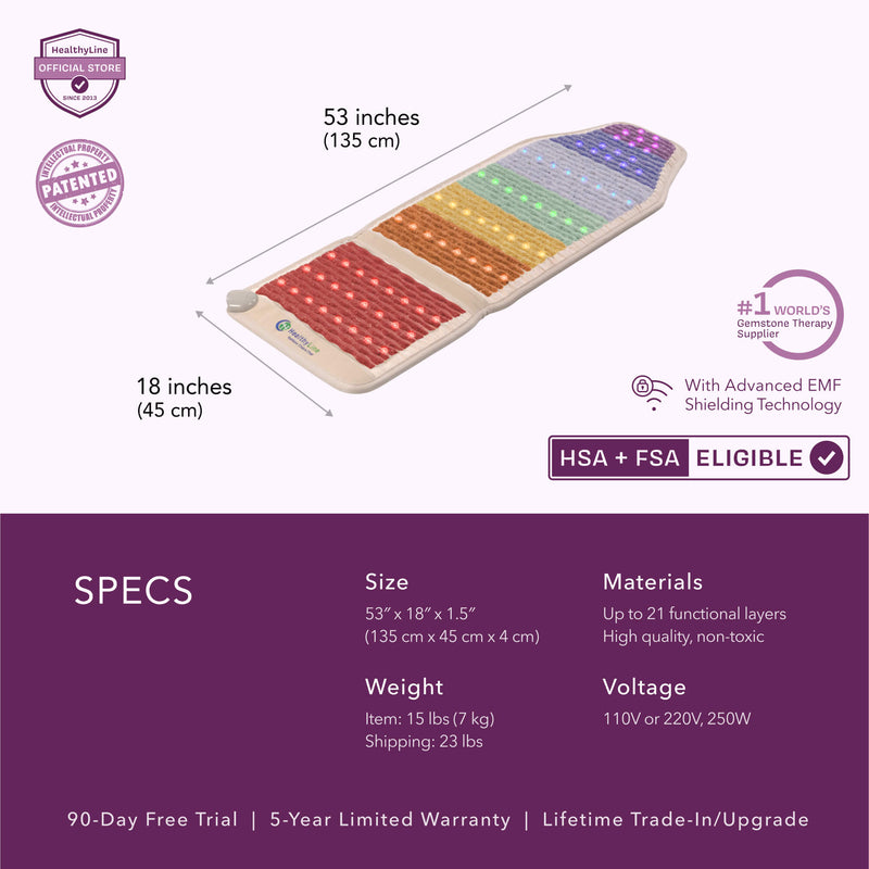 Rainbow Chakra Series PEMF Infrared Heating Mat with soothing colors
