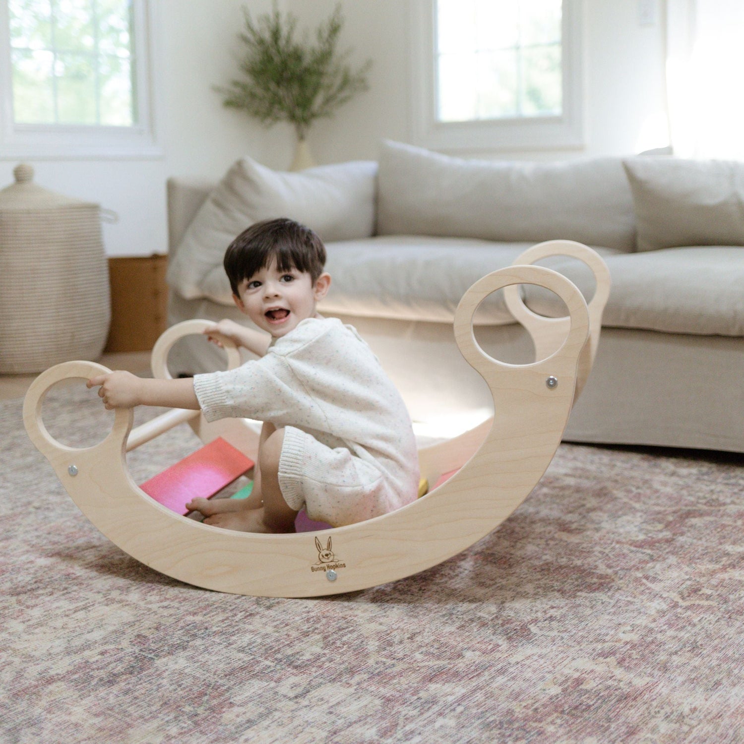 Eco-Friendly Wooden Climbing Arch & Rocker – Active Montessori Play