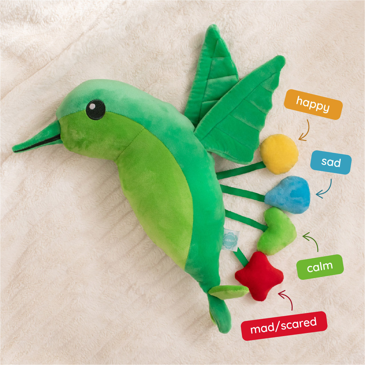 Green Hummingbird SnuggleBuddy – Emotional Wellness Plush by Generation Mindful