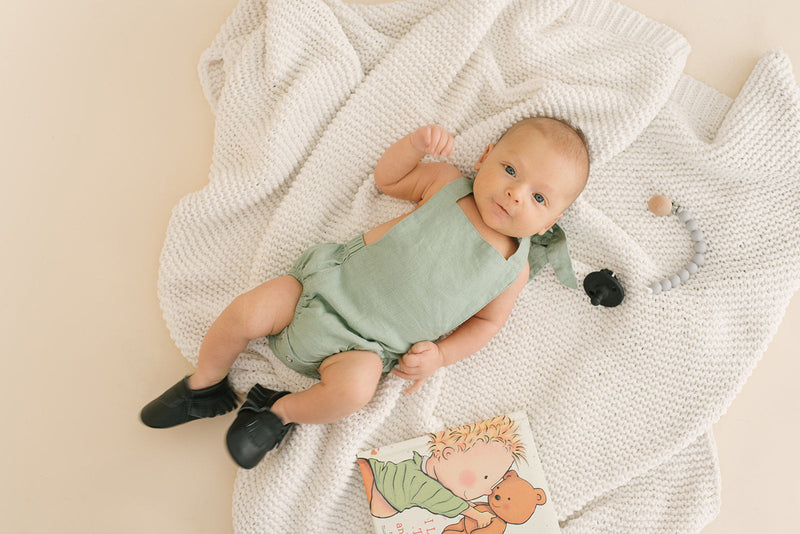 Sage Halter Baby Romper – Breezy, Non-Toxic Style for 6–24M by Babe Basics