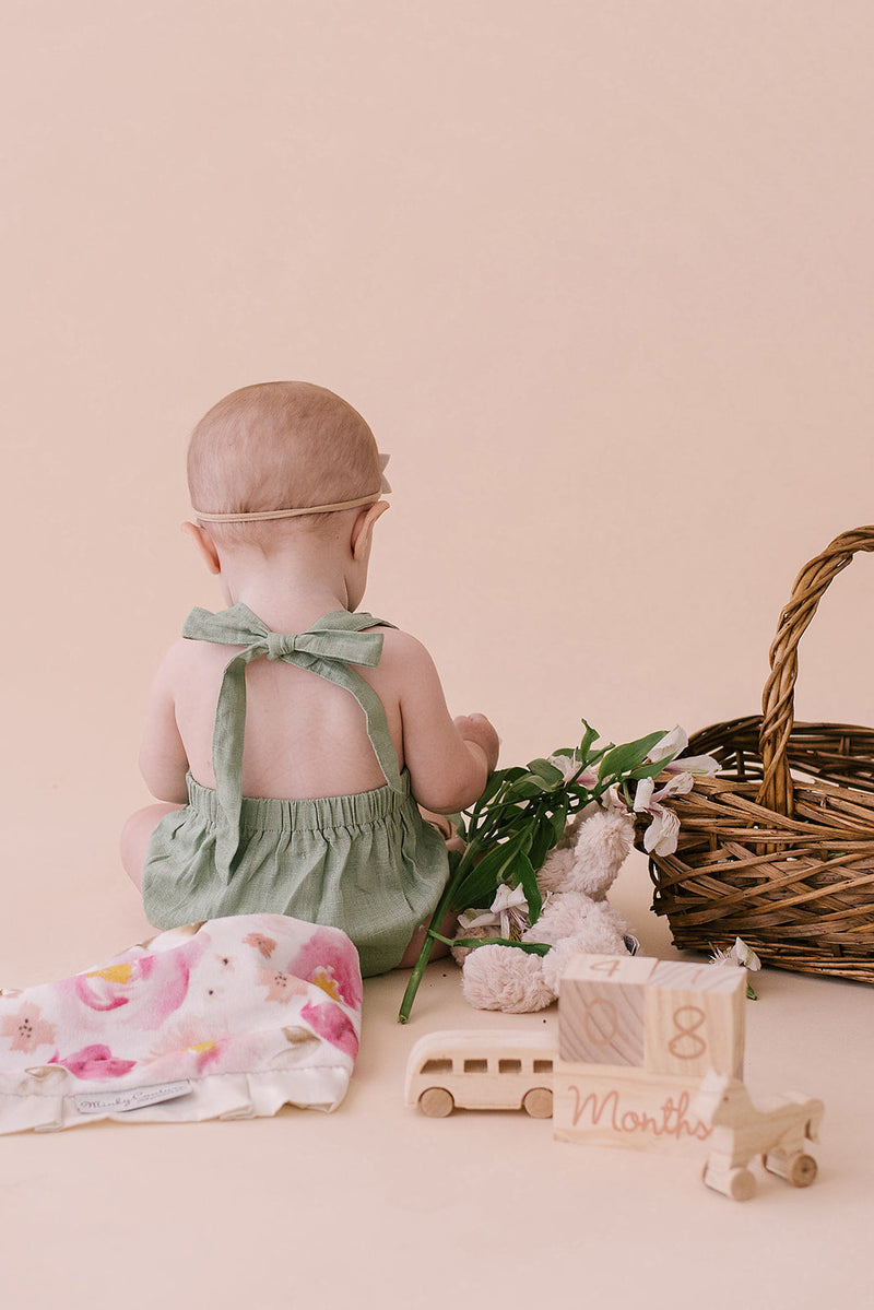 Sage Halter Baby Romper – Breezy, Non-Toxic Style for 6–24M by Babe Basics