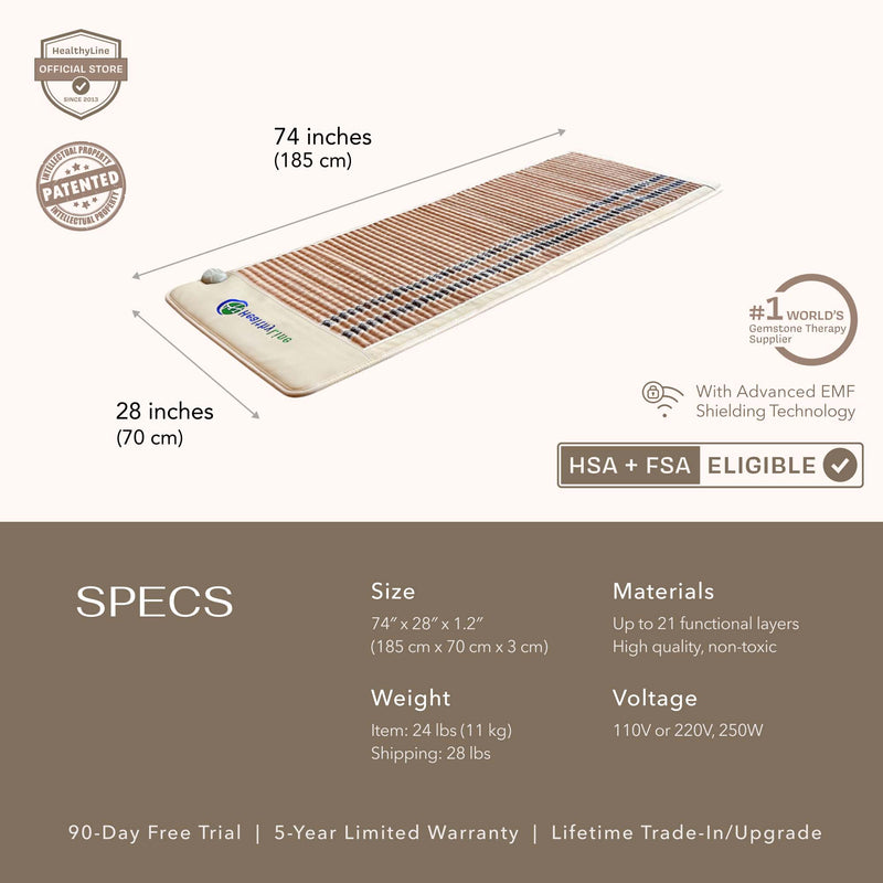 Tourmaline gemstones in the SOFT Series Infrared Heating Mats for full-body coverage
