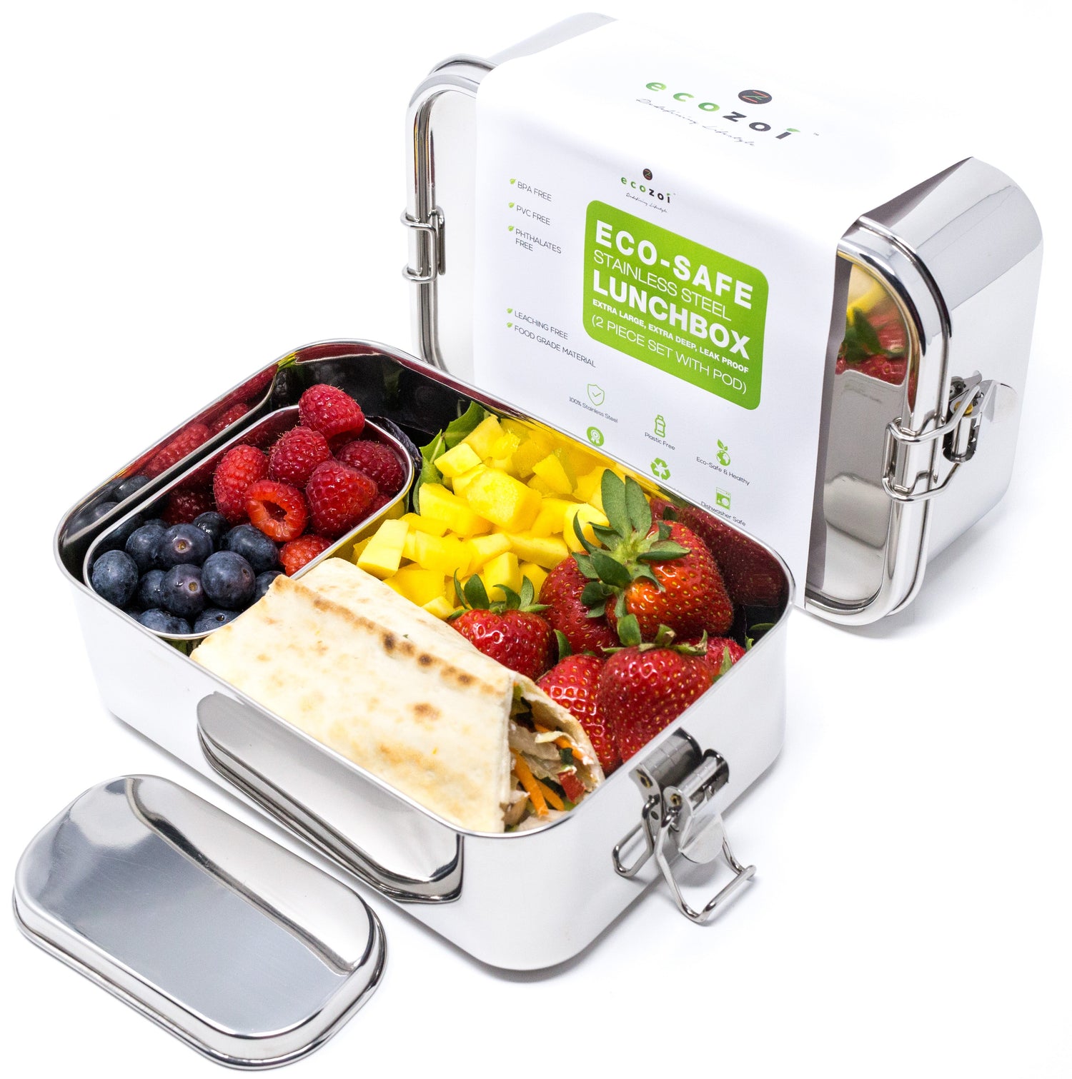 Stainless Steel 1-Tier Leak-Proof Lunch Box – 60 oz by ecozoi