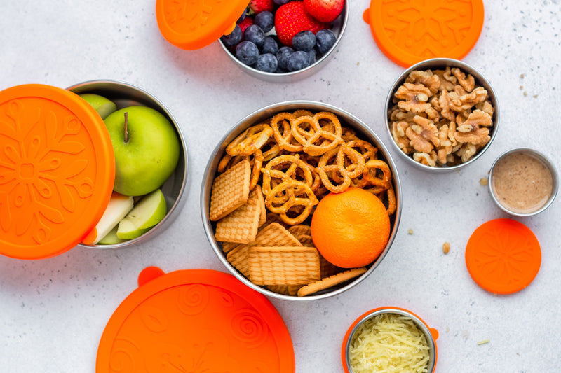 Stainless Steel Eco Snack Containers, Leak Proof, 6 Pc Set with Cotton Carrying Case, 78 Oz or 2300 ml freeshipping - ecozoi