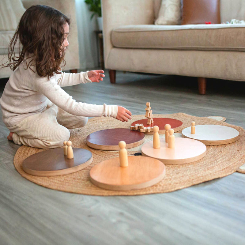 Children's outdoor play with stepping stones