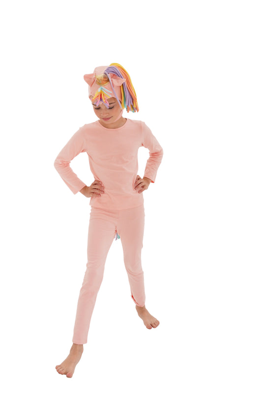 light pink, peach unicorn pajama costume for kids, halloween costume, rainbow hair, pony, little unicorn, magical unicorn, Sunrise Peach Unicorn Costume – Baby / Kids’ Dress Up & Pretend Play Band of the Wild
