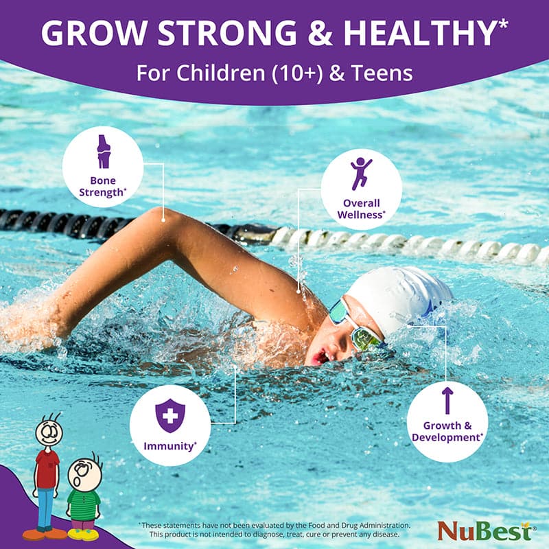 Teen Growth Support (Ages 10+) – Height, Bone & Wellness Supplement | 60 Capsules by NuBest Nutrition