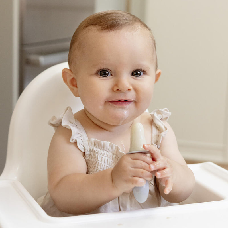 Tiny Pops in Pewter / Silicone Popsicle Mold for Babies, Frozen Puree & Breastmilk Popsicles #color_pewter / Tiny Pops – Baby-Sized Popsicle Mold for Nourishment + Teething Relief by ezpz