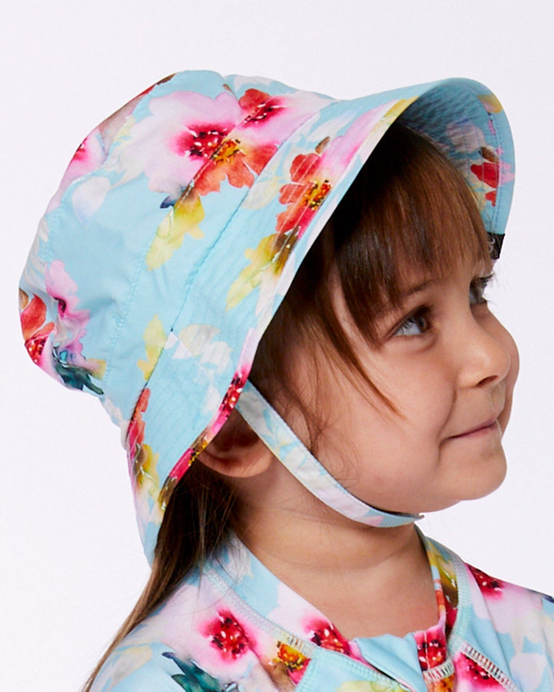 Turquoise & Pink Floral Sun Hat – UPF 50+ by Deux par Deux