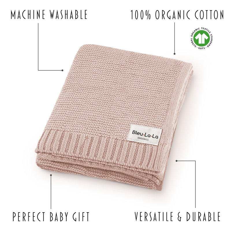 Heritage Knit Baby Blanket – 100% Organic Cotton Swaddle by Bleu La La