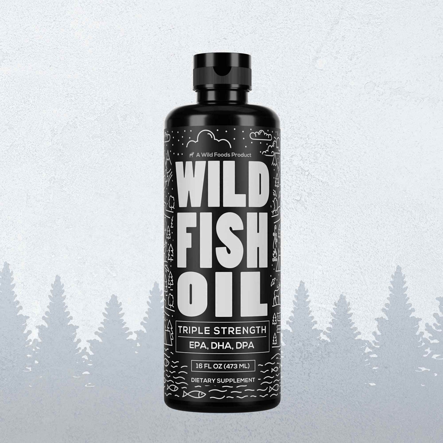 Fish Oil Liquid, 94 servings - Omega-3 DHA, EPA, DPA by Wild Foods