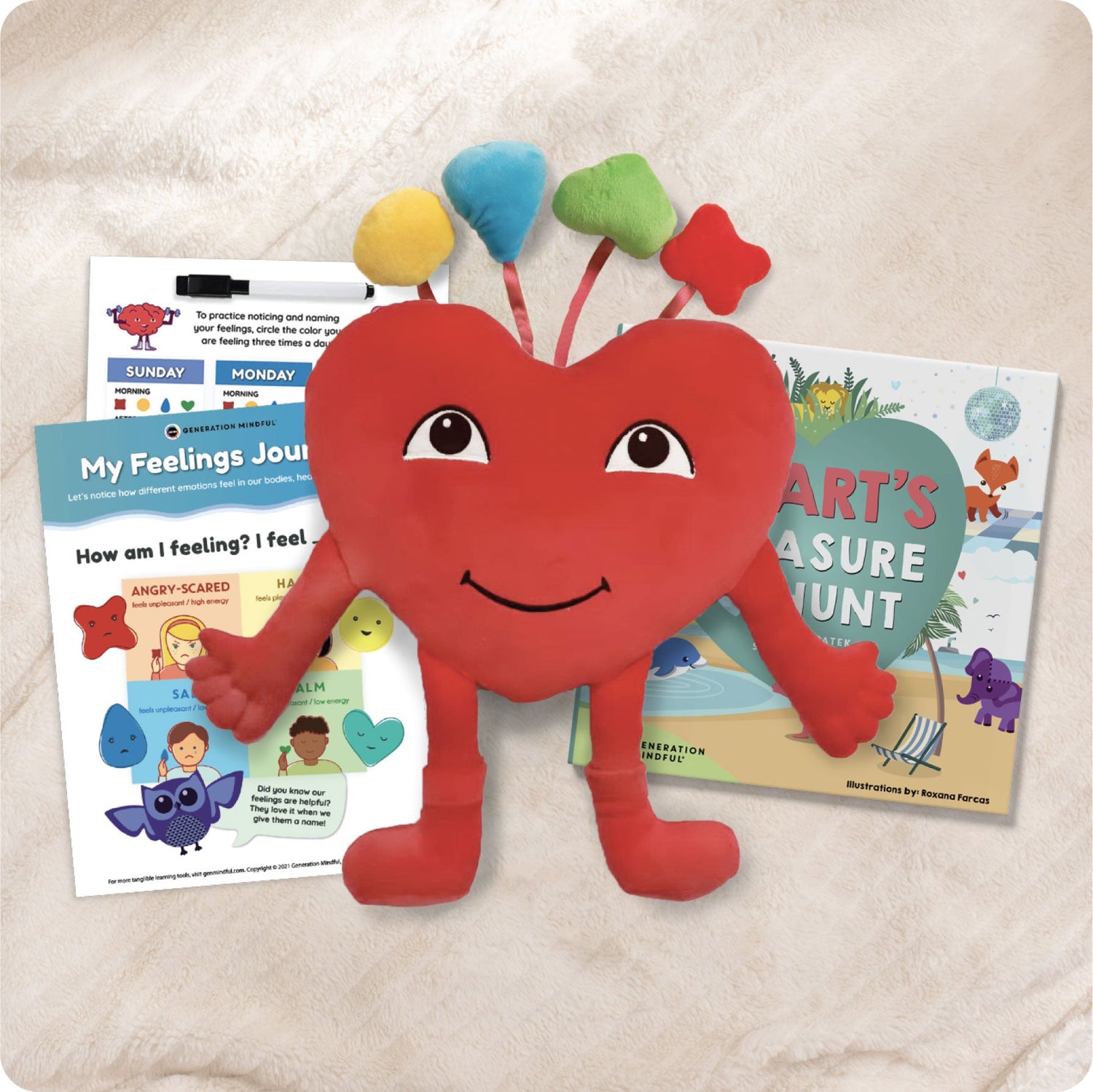 Heart SnuggleBuddies Plush & Emotion Book Bundle by Generation Mindful