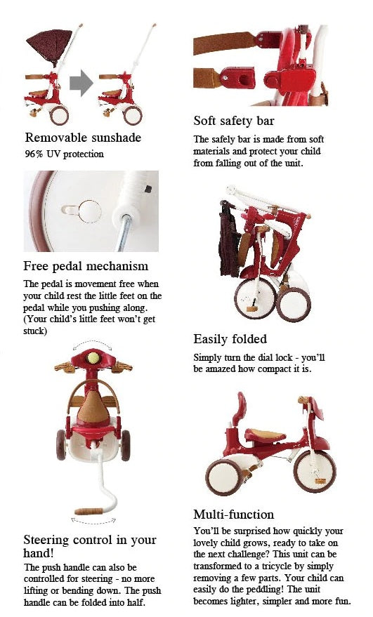3-in-1 Foldable Tricycle with Canopy – Toddler Ride-On by iimo USA