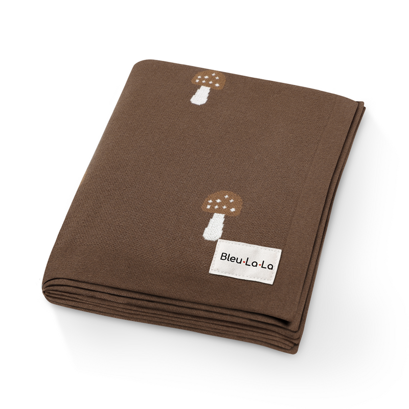 Mushroom Knit Swaddle Blanket – Luxe Baby Wrap by Bleu La La