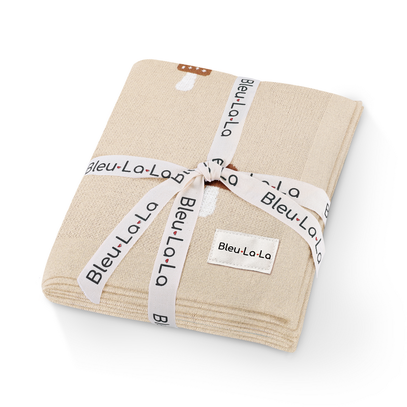 Mushroom Knit Swaddle Blanket – Luxe Baby Wrap by Bleu La La