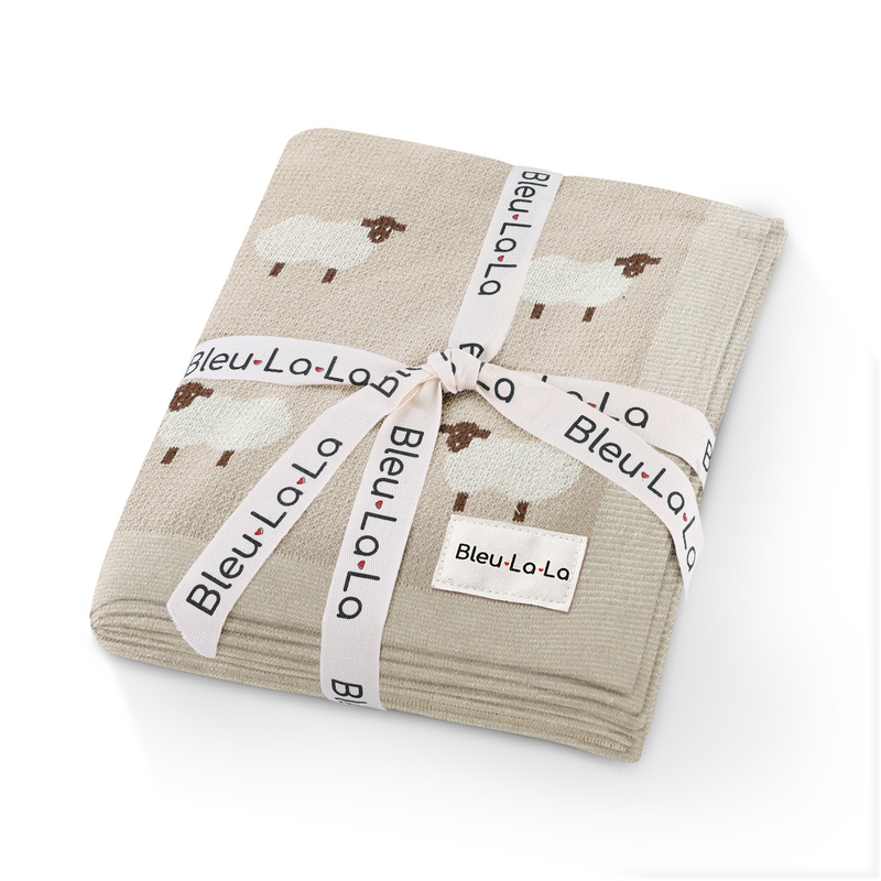 Sheep Knit Baby Blanket – Cozy Cotton for Snuggly Days | Bleu La La