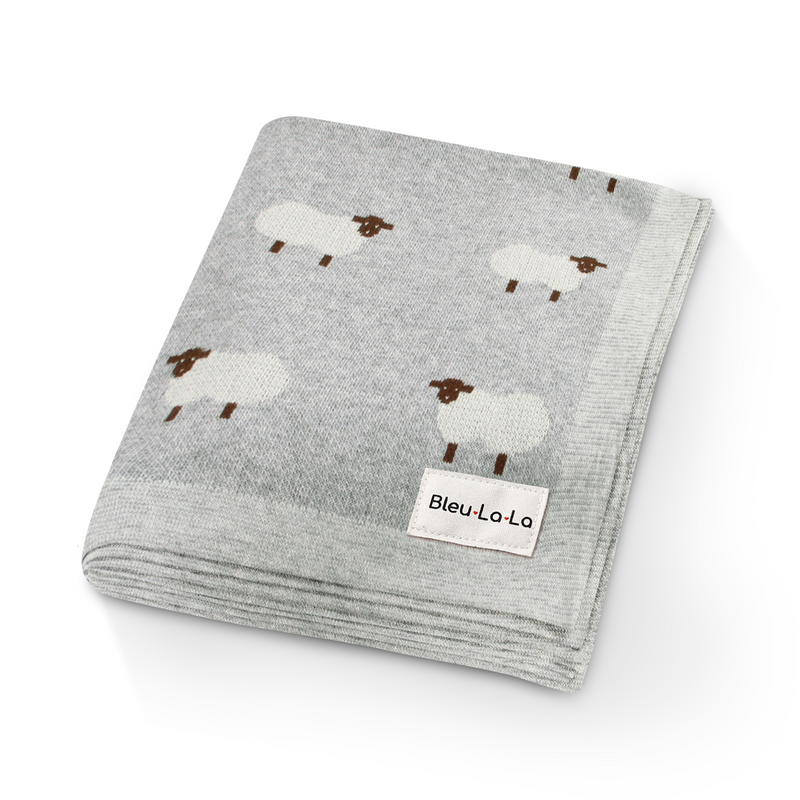 Sheep Knit Baby Blanket – Cozy Cotton for Snuggly Days | Bleu La La