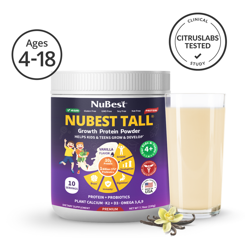 NuBest Tall Protein Vanilla Shake for Kids Ages 4+, 10 Vegan Servings - NuBest Nutrition®