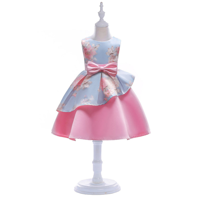 Baby Girl Floral Pattern Bow Tie Princess Tutu Dress Formal Dress, MyKids-USA®, Baby & Toddler Dresses, MyKids-USA - Size/Age - 100 (2-3Y) - Color - Pink - - - JM2206102115-B