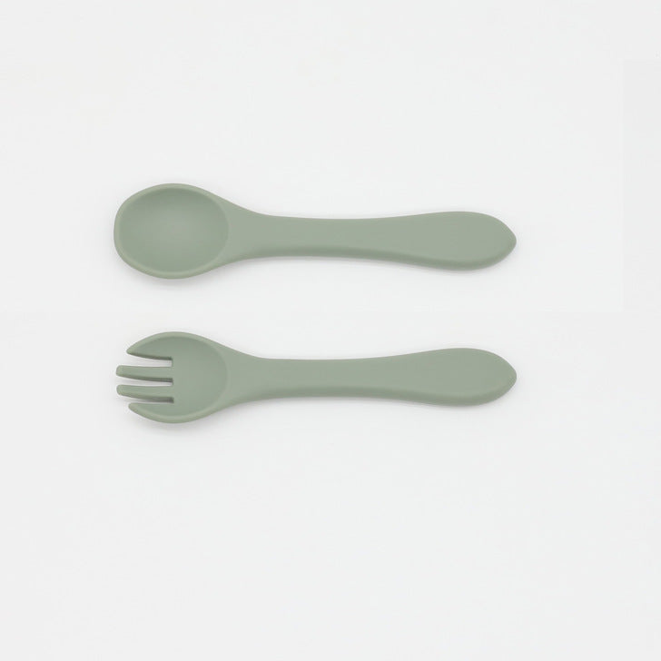 Baby Food Grade Complementary Food Training Silicone Spoon Fork Sets, MyKids-USA®, Spoon and Fork, MyKids-USA - Size/Age - Average Size (0-8Y) - Color - Green - - - JM2204211443-G