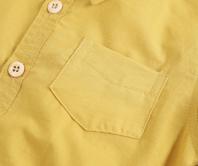 Baby Boy Solid Color Buttoned Shirt With Pockets Short Sleeve Onesies Online In Summer, MyKids-USA®, Baby One-Pieces, MyKids-USA - - - - - - -