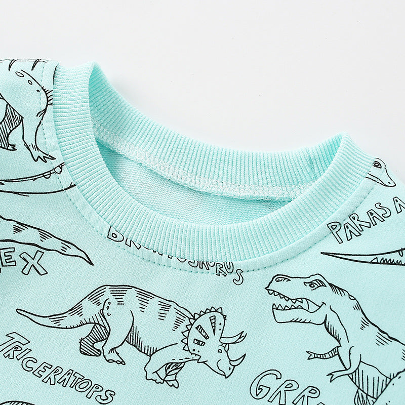 Baby Boy All Over Dinosaur Print Pattern Long Sleeve Casual Hoodie, MyKids-USA®, Baby & Toddler Outerwear, MyKids-USA - - - - - - -