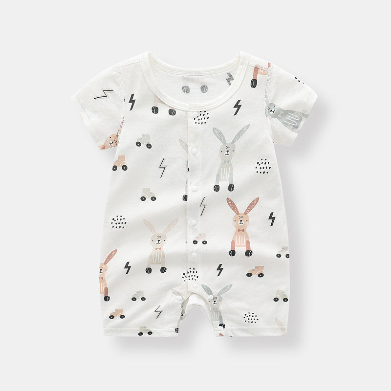 Baby 1pcs Rabbit Graphic Single Breasted Design Simply Jumpsuit Pajamas, MyKids-USA®, Baby One-Pieces, MyKids-USA - Size/Age - 66 (3-6M) - Color - White - - - JM2205091943
