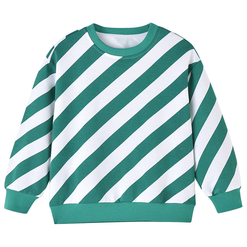 Baby Boy And Girl Striped Pattern Long Sleeve O-Collar Hoodies, MyKids-USA®, Baby & Toddler Outerwear, MyKids-USA - Size/Age - 100 (2-3Y) - Color - Green - - - JM2207271639