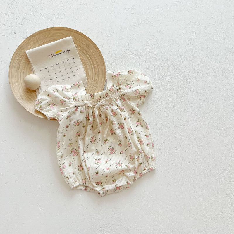 Baby Girl Lovely Bow-Tie Short-Sleeved Onesies, MyKids-USA®, Baby & Toddler Outfits, MyKids-USA - Size/Age - 66 (3-6M) - Color - Apricot - - - SH2203121141-B