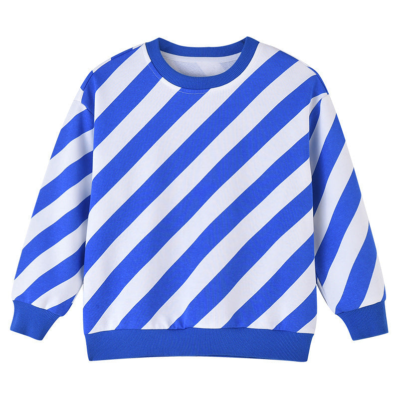 Baby Boy And Girl Striped Pattern Long Sleeve O-Collar Hoodies, MyKids-USA®, Baby & Toddler Outerwear, MyKids-USA - Size/Age - 100 (2-3Y) - Color - Blue - - - JM2207271639
