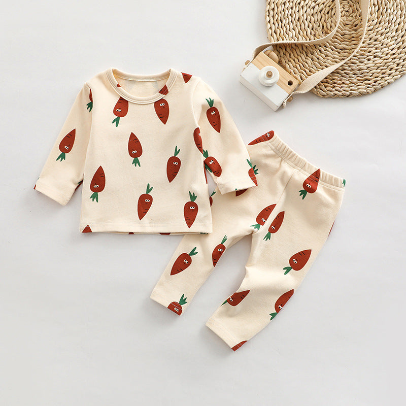 Baby All Over Print Pattern Tops Combo Pants Lovely Sets Home Clothes, MyKids-USA®, Baby & Toddler Outfits, MyKids-USA - Size/Age - 66 (3-6M) - Color - Apricot - - - JM2208102130