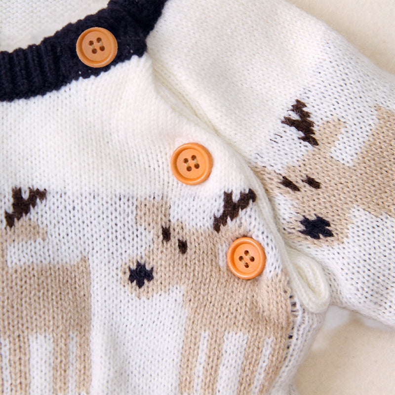 Baby Christmas Giraffe Pattern Shoulder Button Design Sweater Rompers, MyKids-USA®, Baby One-Pieces, MyKids-USA - - - - - - -