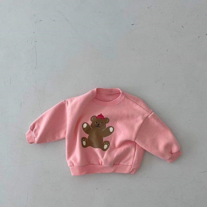Baby Cartoon Bear Graphic Long Sleeves Cotton Casual Hoodies, MyKids-USA®, Baby & Toddler Outerwear, MyKids-USA - Size/Age - 66 (3-6M) - Color - Pink - - - JM2207052143