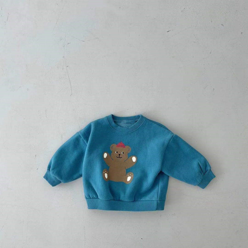 Baby Cartoon Bear Graphic Long Sleeves Cotton Casual Hoodies, MyKids-USA®, Baby & Toddler Outerwear, MyKids-USA - - - - - - -