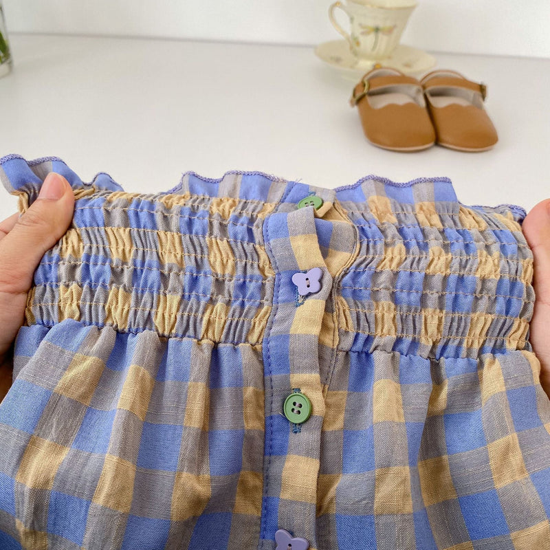 Baby Plaid Pattern Sling Blouses With Shorts Summer Sets, MyKids-USA®, Baby & Toddler Outfits, MyKids-USA - - - - - - -