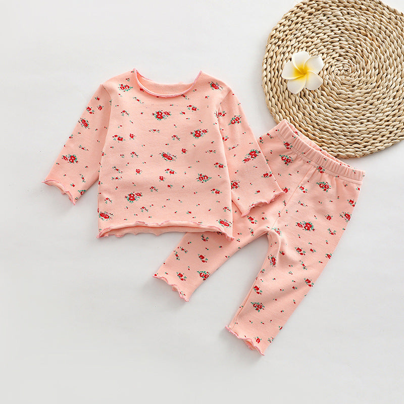 Baby All Over Print Pattern Tops Combo Pants Lovely Sets Home Clothes, MyKids-USA®, Baby & Toddler Outfits, MyKids-USA - Size/Age - 66 (3-6M) - Color - Pink - - - JM2208102130