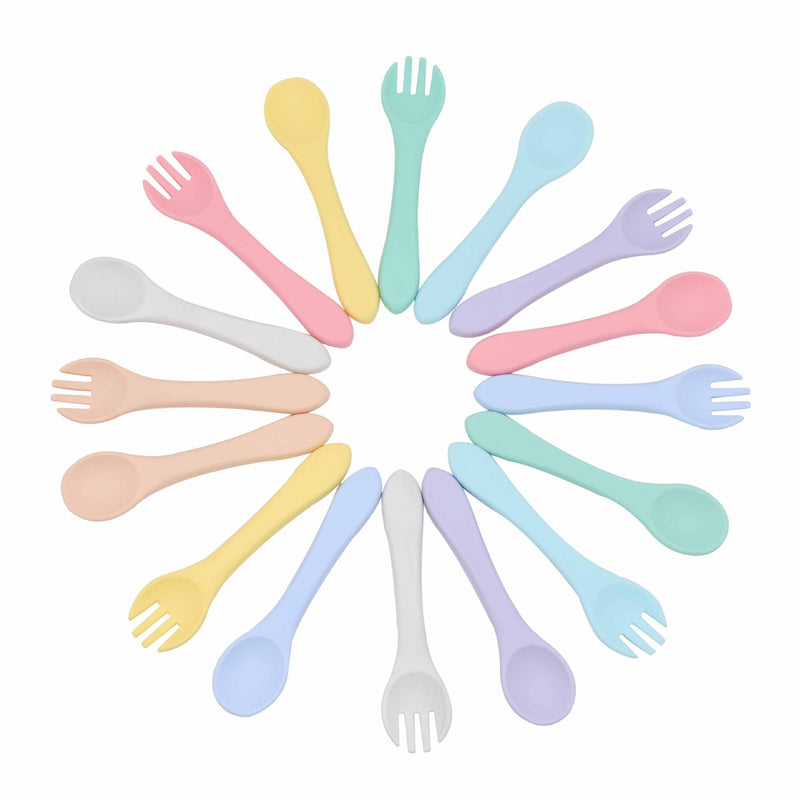 Baby Food Grade Complementary Food Training Silicone Spoon Fork Sets, MyKids-USA®, Spoon and Fork, MyKids-USA - - - - - - -
